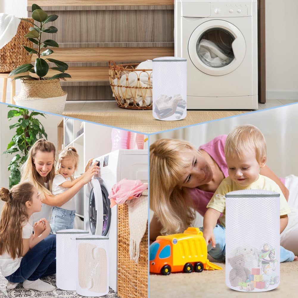 Shoe Washing Machine Bag, 2 Pack Honeycomb Mesh Laundry Bag with Zipper for Sneakers, Running Shoes, Sock, Bras, Delicates and Toys