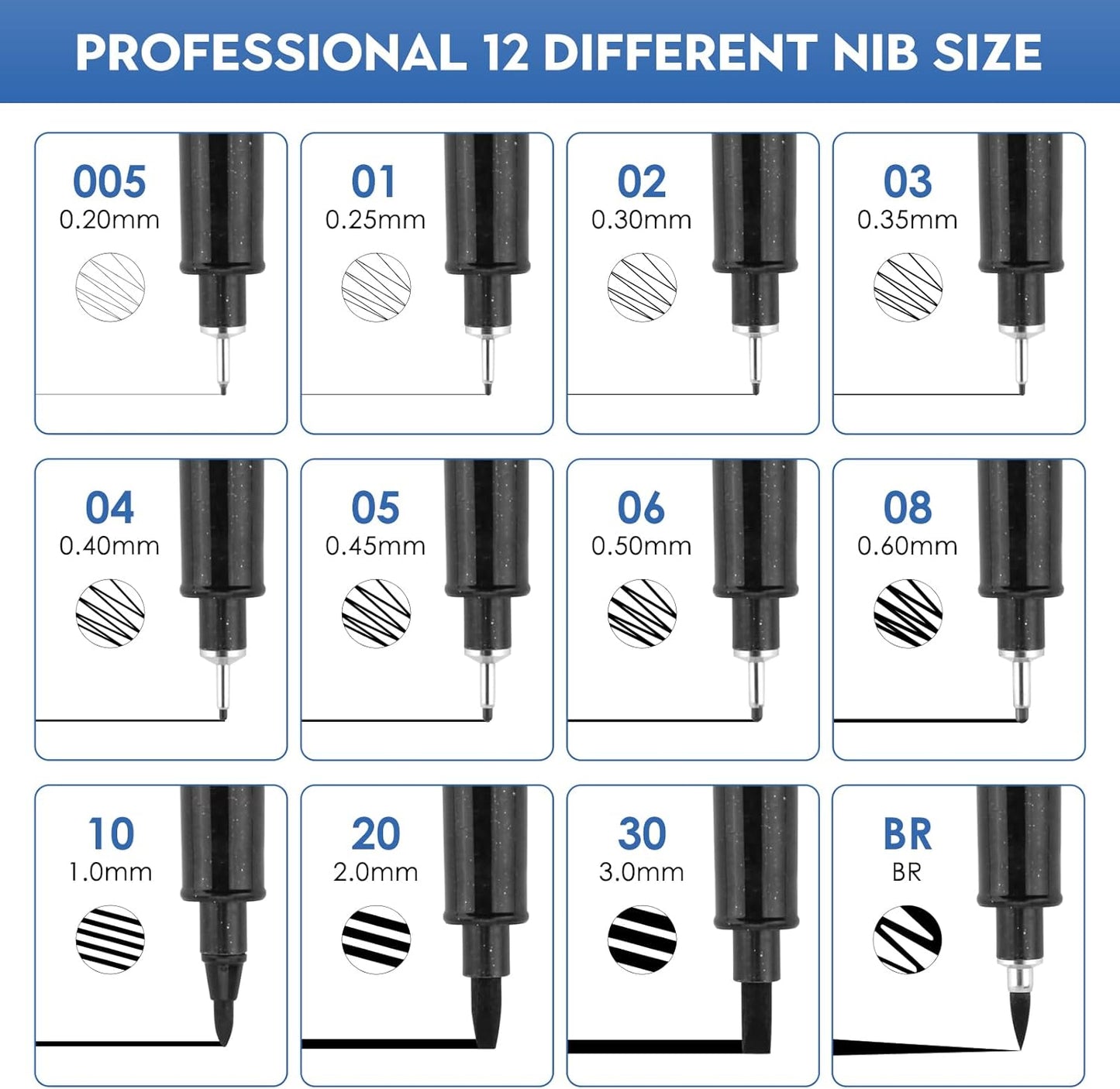 Micro Black Drawing Pens Art Fineliner Ink Pens,Manga Markers for Sketching Technical,70337
