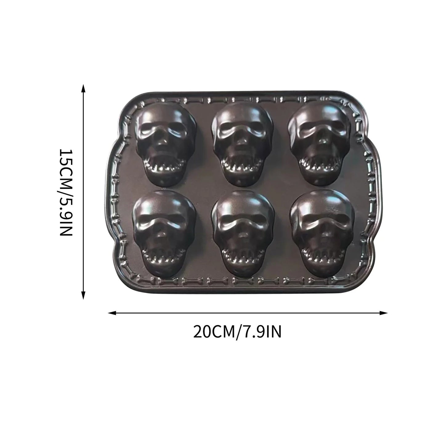 Silicone Skull Cake Mould Halloween Baking Pan Large Dessert Tray 6-Piece Kitchen Bakeware Set as Show #Jiiwd