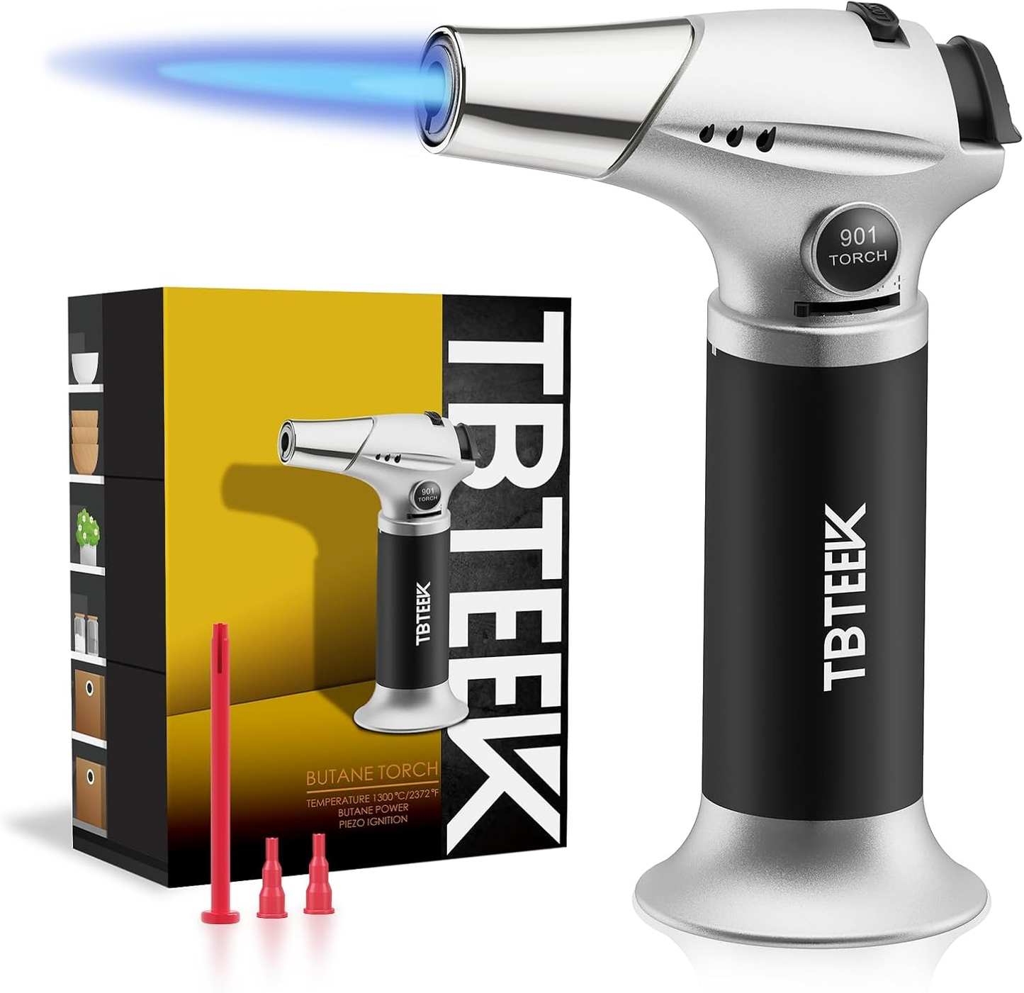 Butane Torch T901 – Kitchen Cooking Torch with Safety Lock & Adjustable Flame for Crème Brulee, BBQ & DIY (Butane Not Included)