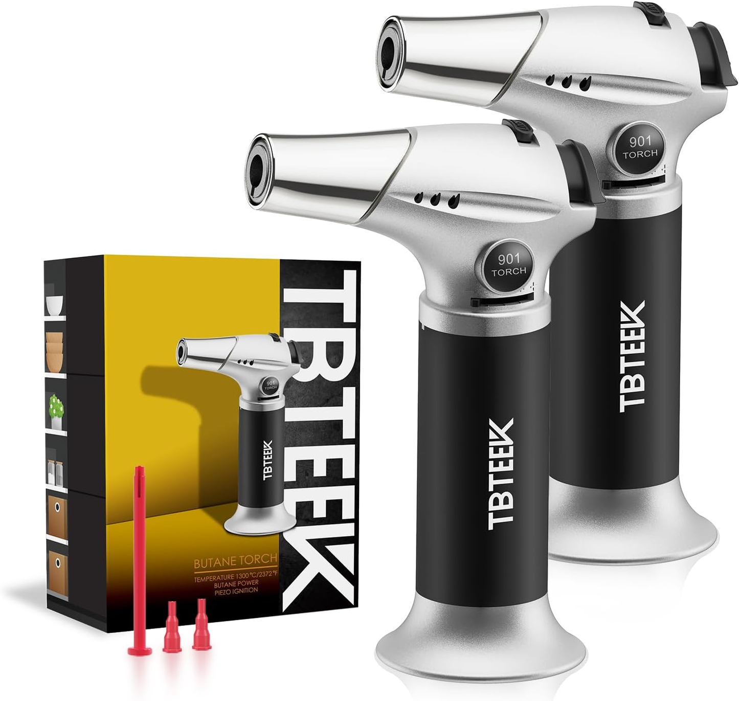 Butane Torch T901 – Kitchen Cooking Torch with Safety Lock & Adjustable Flame for Crème Brulee, BBQ & DIY (Butane Not Included)