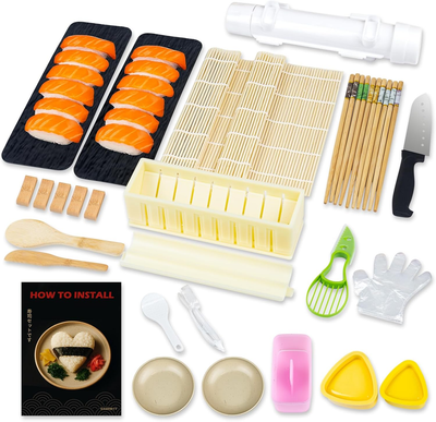 Sushi Making Kit 31pc – Bamboo Mats, Rice Paddle, Cut Mold & DIY Tools