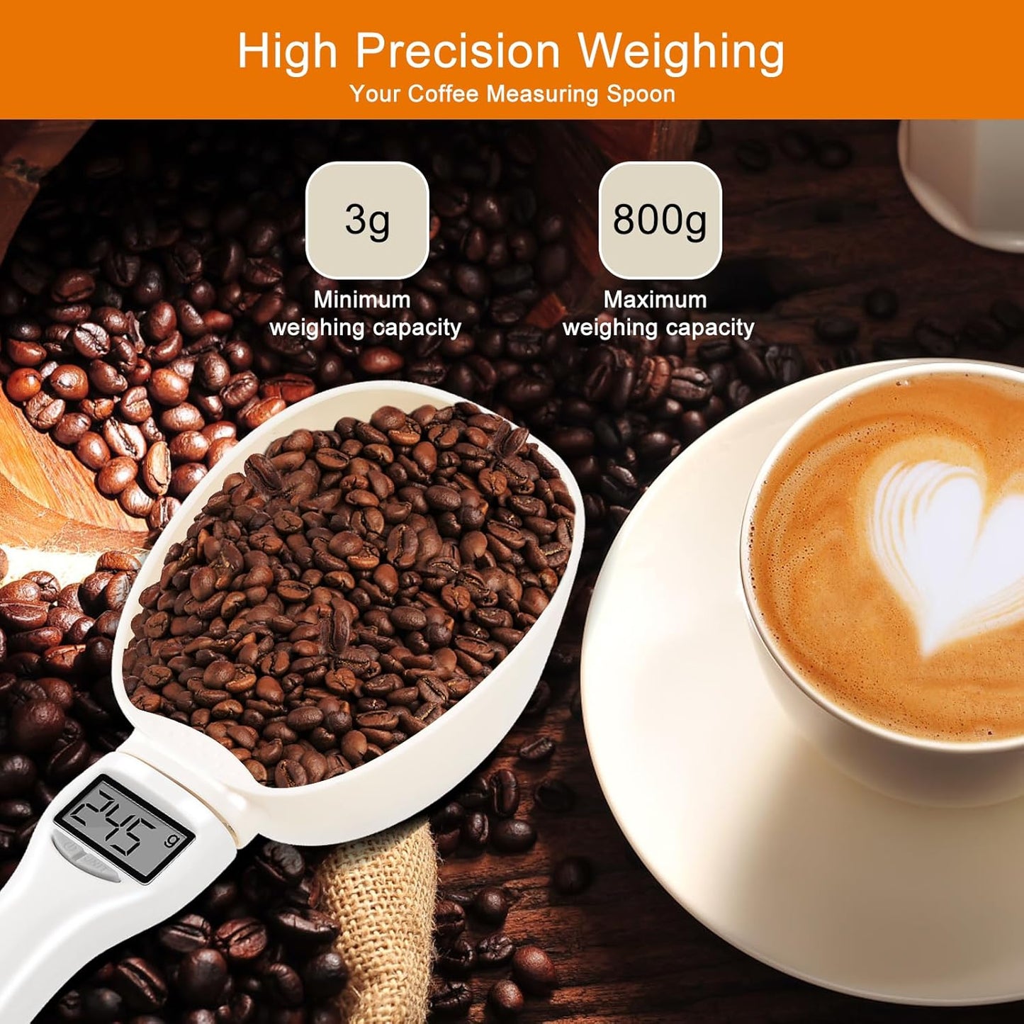 Digital Measuring Spoon, Weighing Food Measuring Scoop Scale, LCD Electronic Food Scale for Kitchen Gadgets, Baking Cooking Coffee, Pet Dog Cat Food, High Precision Grams Measuring Cup Fall Gifts