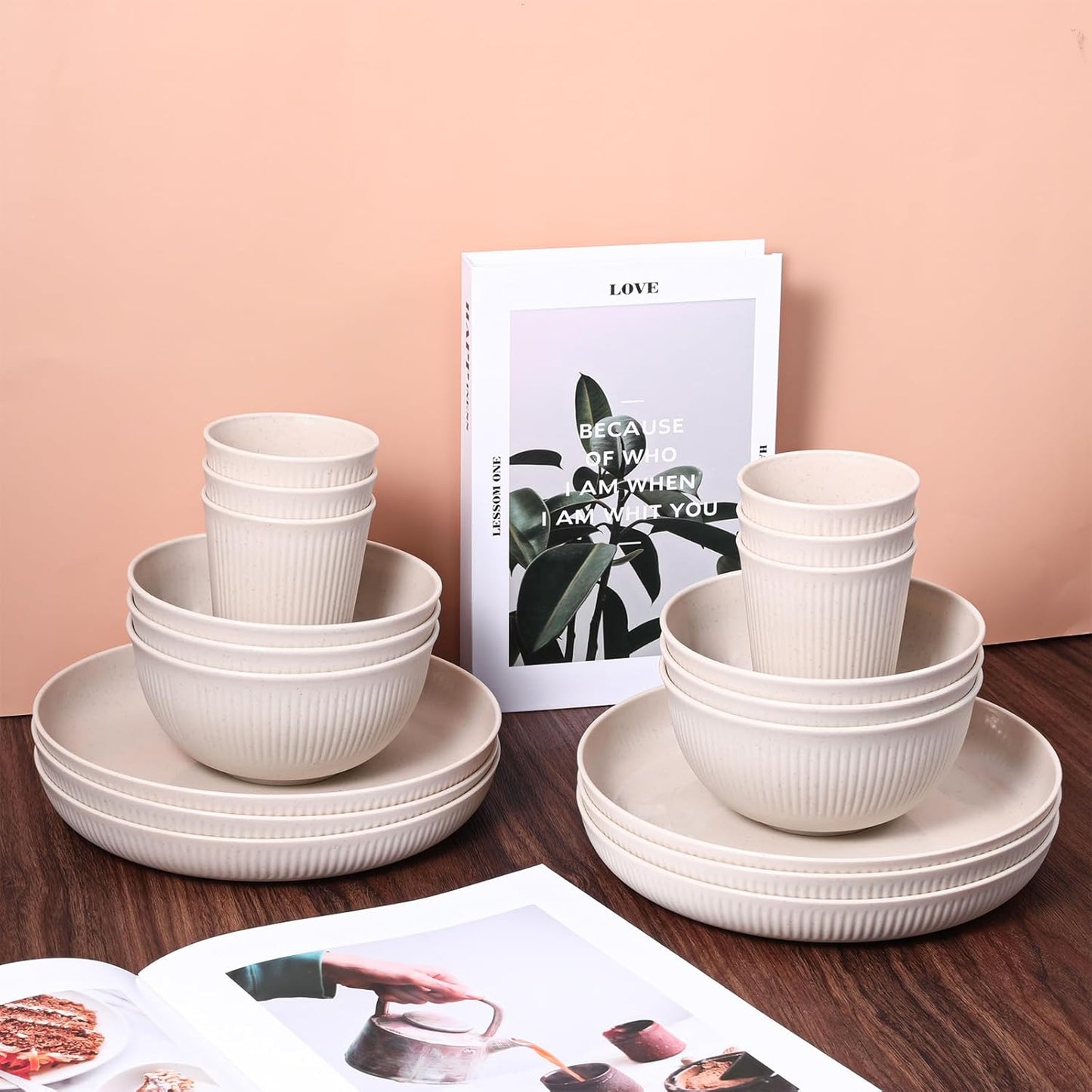 Eco-Friendly Wheat Straw Tableware Set (18-Piece)