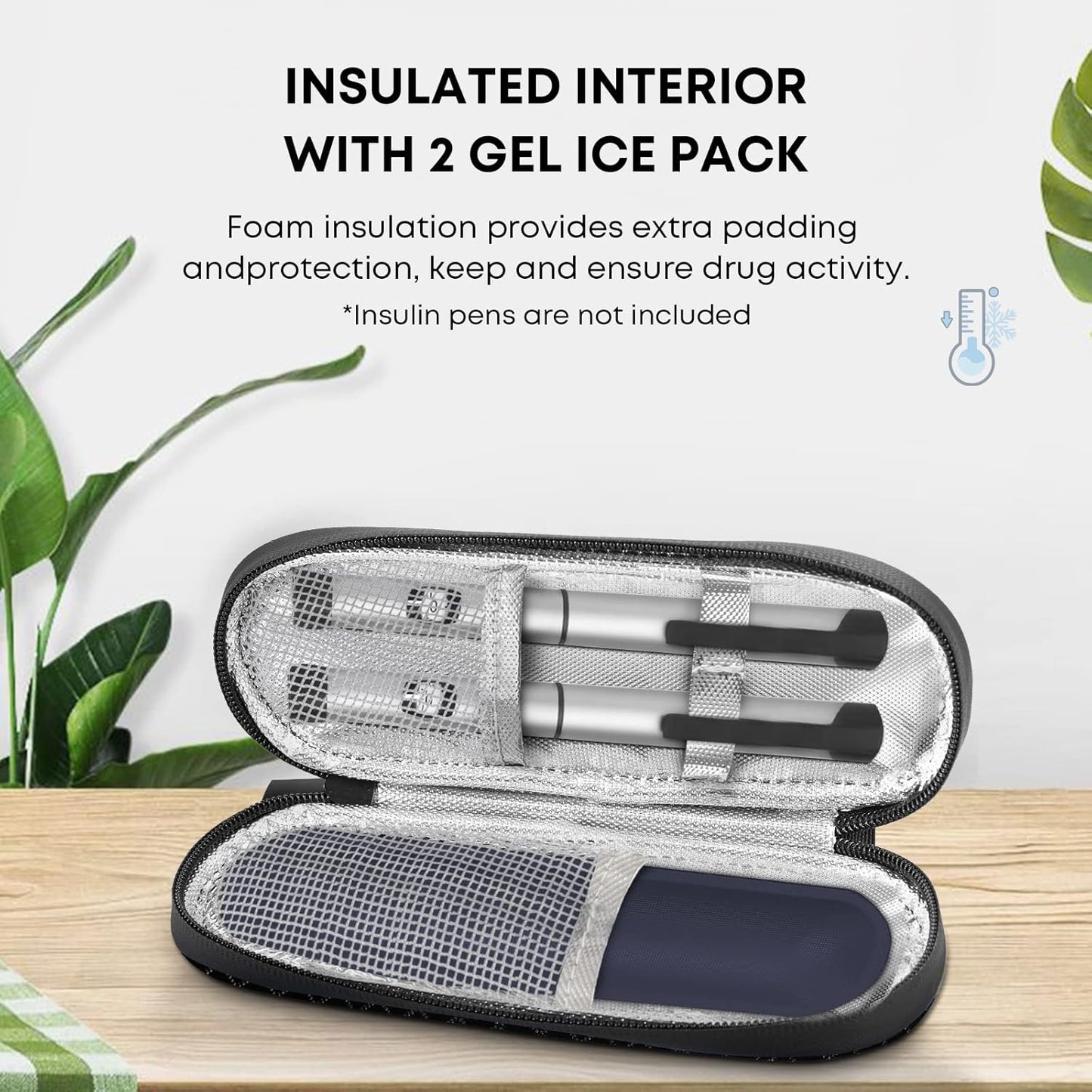Insulin Cooler Travel Case with 2 Reusable Ice Packs for Insulin Pen Portable Medical Cooler Bag for Diabetes and Other Diabetic Supplies for the Daily Life and Trip