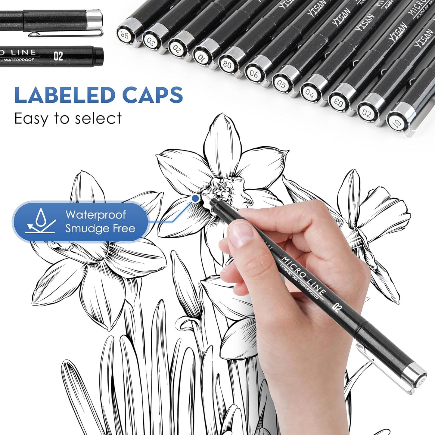 Micro Black Drawing Pens Art Fineliner Ink Pens,Manga Markers for Sketching Technical,70337