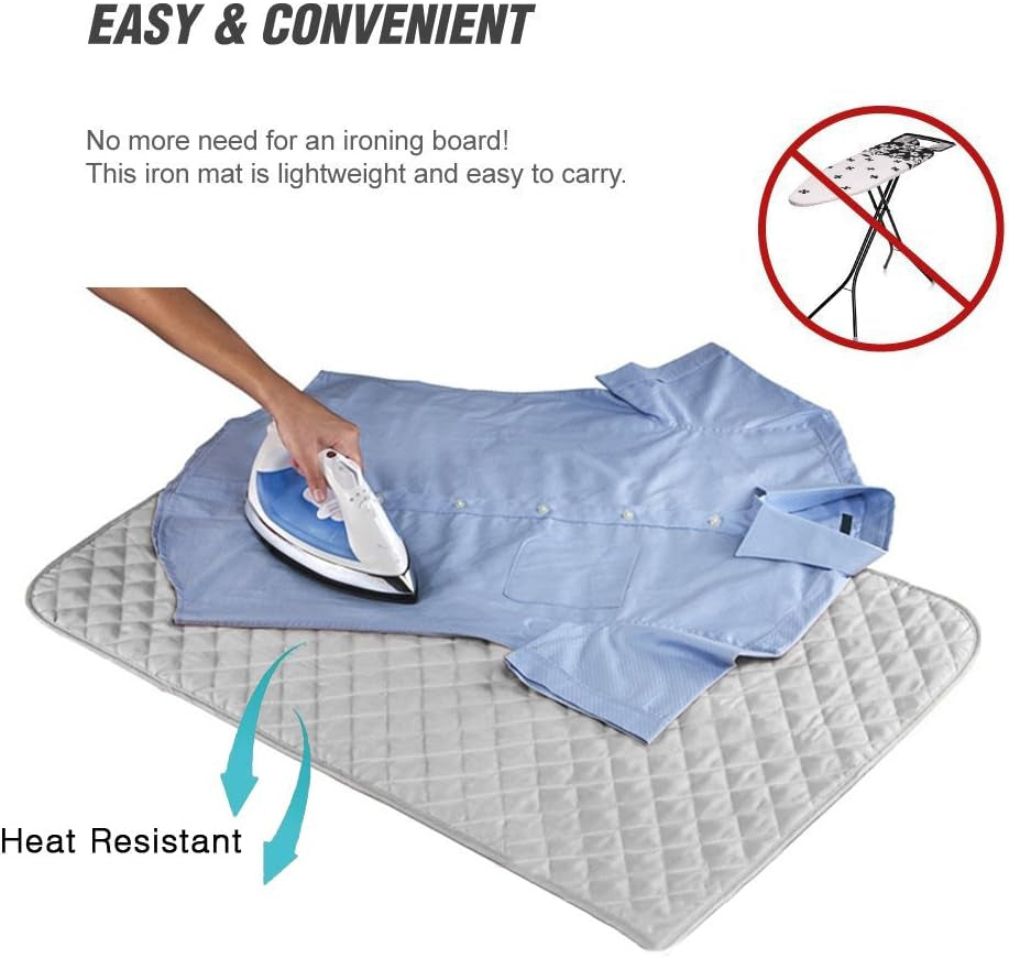 Magnetic Ironing Mat Blanket,Iron Board Alternative Cover/Quilted Washer Dryer Heat Resistant Pad/Portable Cover/Mat Grey 33"X 18"