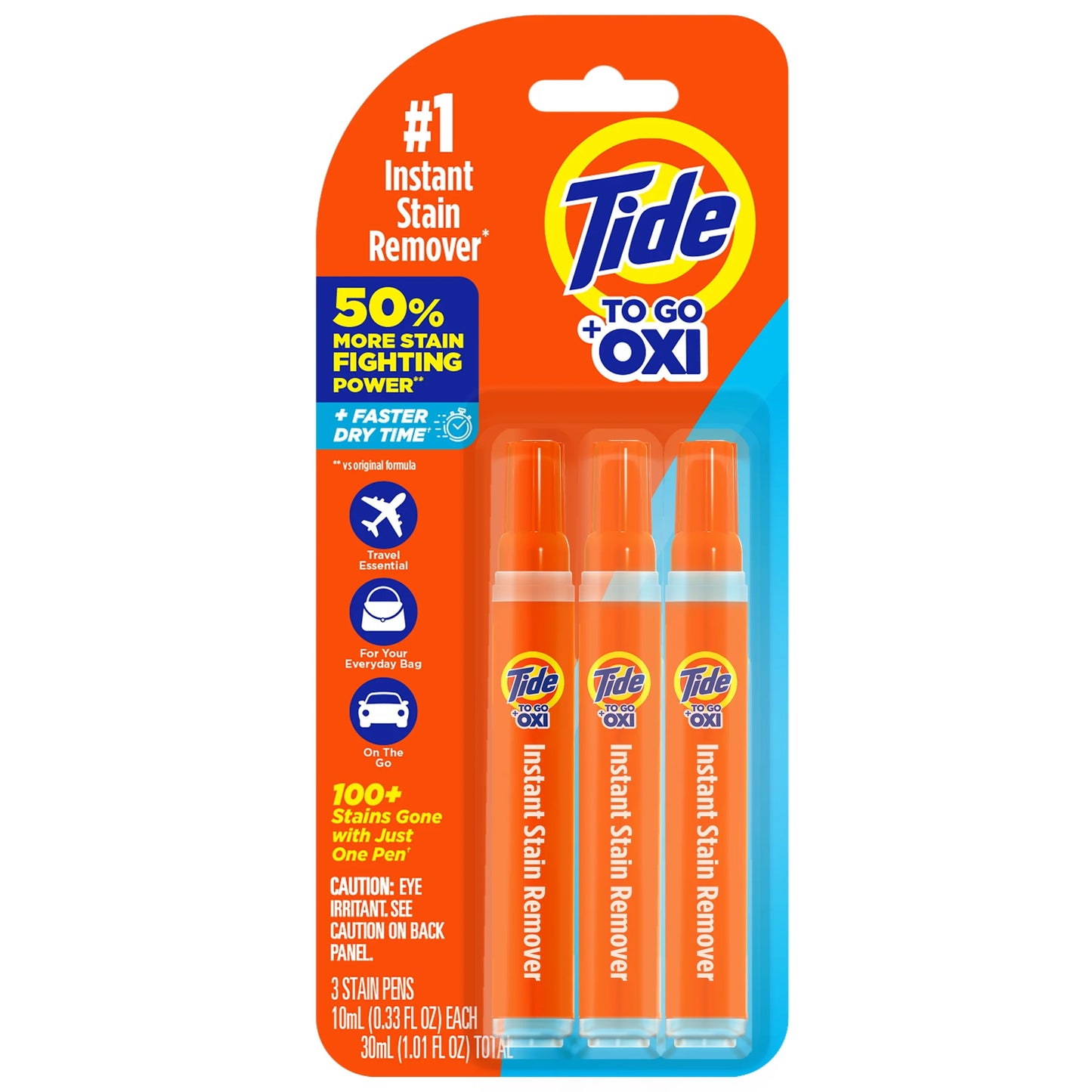 to Go Instant Laundry Stain Remover Pen and Spot Cleaner, Travel Size Stain Sticks, Fresh, 1.01 Fl Oz, 3 Count