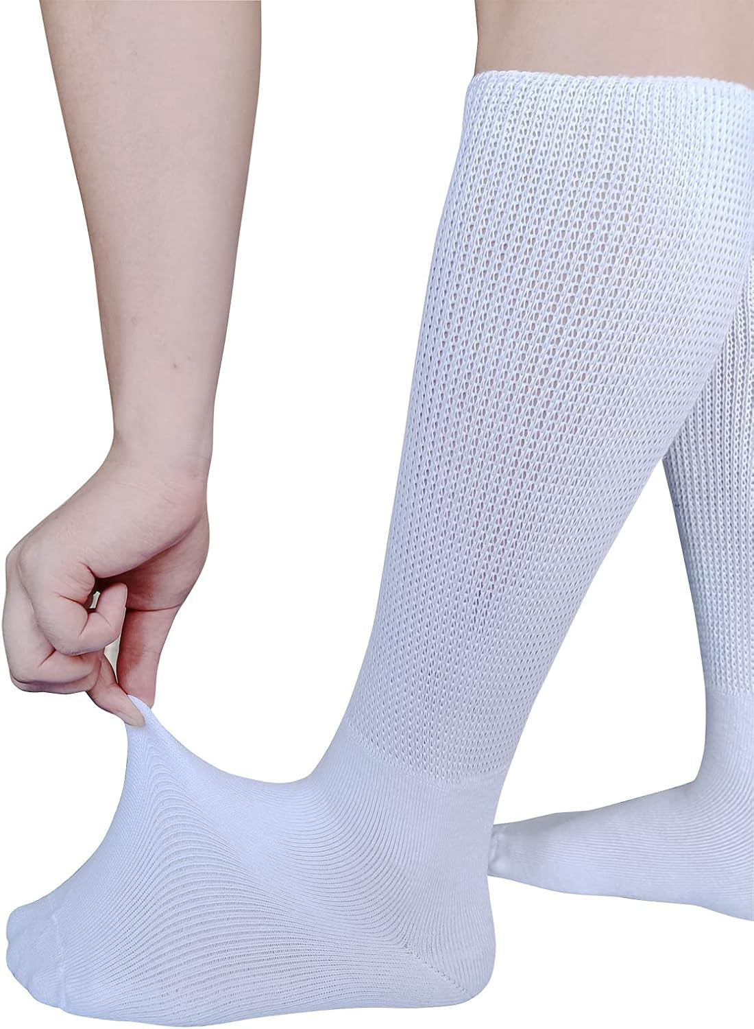 Extra Wide Socks for Lymphedema Swollen Feet Leg, Bariatric Socks, Cast Boot Sock, Diabetic Non Binding Neuropathy Swelling Women Men 2 Pairs