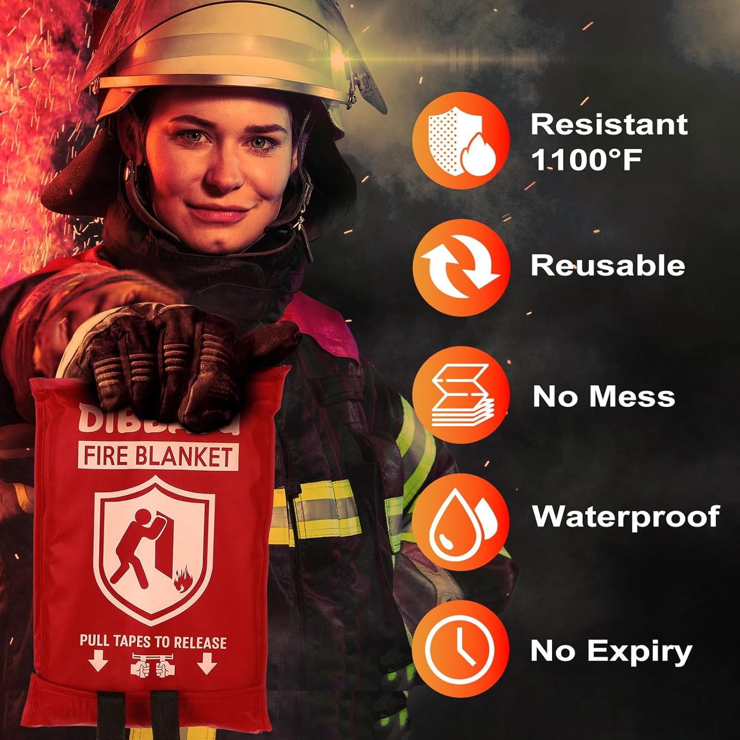 Emergency Fire Blanket – Fiberglass Fireproof Safety Cover (2-Pack, 40x40")