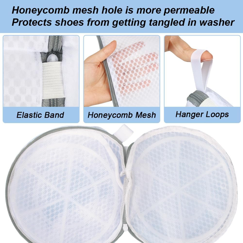 Shoe Washing Machine Bag, 2 Pack Honeycomb Mesh Laundry Bag with Zipper for Sneakers, Running Shoes, Sock, Bras, Delicates and Toys