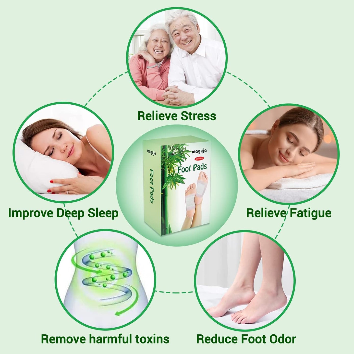 Natural Detox Foot Pads with Adhesive Sheets (100-Pack)