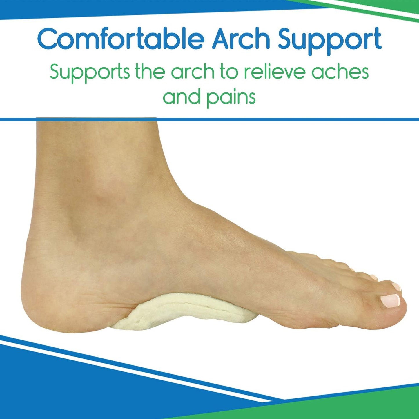 Arch Supports for Women & Men (12 Pack) - Felt Insert with Adhesive - Foot Pads for Shoes, Sandals, Flip Flops, Boots, High Heels, Flat Feet, High Arches, and Plantar Fasciitis