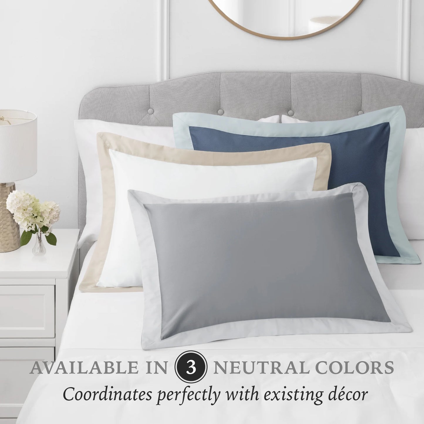 3-Piece Grey/Silver Egyptian Cotton-Rich Blend Luxury Comforter Set, Full/Queen