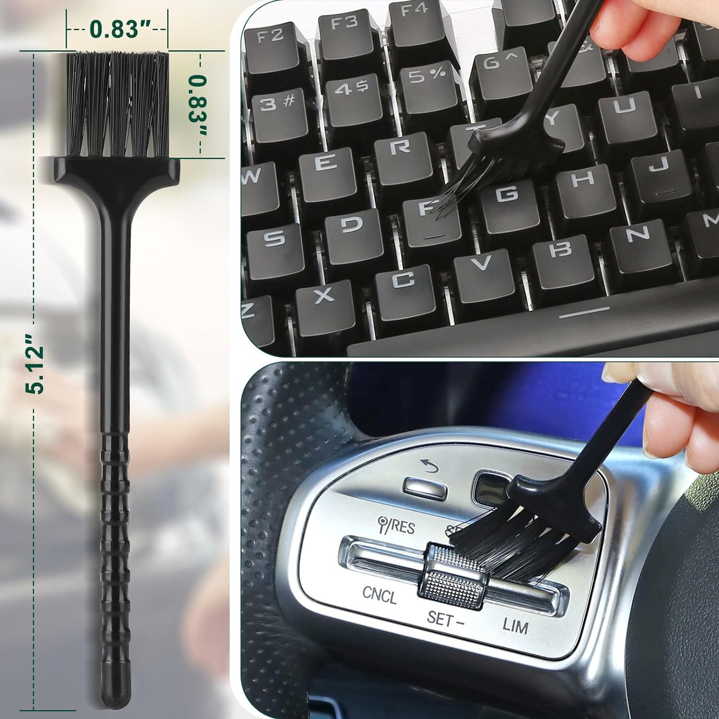 Car Interior Duster Detail Brush Cleaning Gel Kit, Soft Dash Vent Dusting Slime Putty Detailing Brushes Accessories Essentials Supplies Tools for Auto,Truck,Suv,Rv