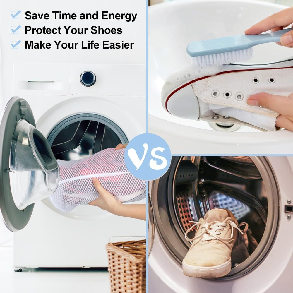 Shoe Washing Machine Bag, 2 Pack Honeycomb Mesh Laundry Bag with Zipper for Sneakers, Running Shoes, Sock, Bras, Delicates and Toys