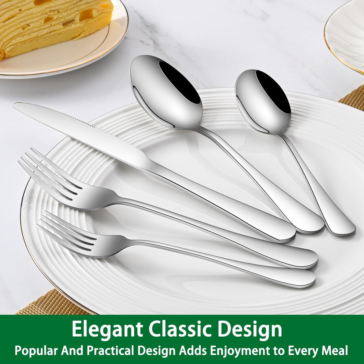 Salad Forks and Teaspoon,6.7 Inches Stainless Steel Dessert Spoons and Forks,Set of 16 Dishwasher Safe Silverware Fork and Spoon for Home,Restaurant