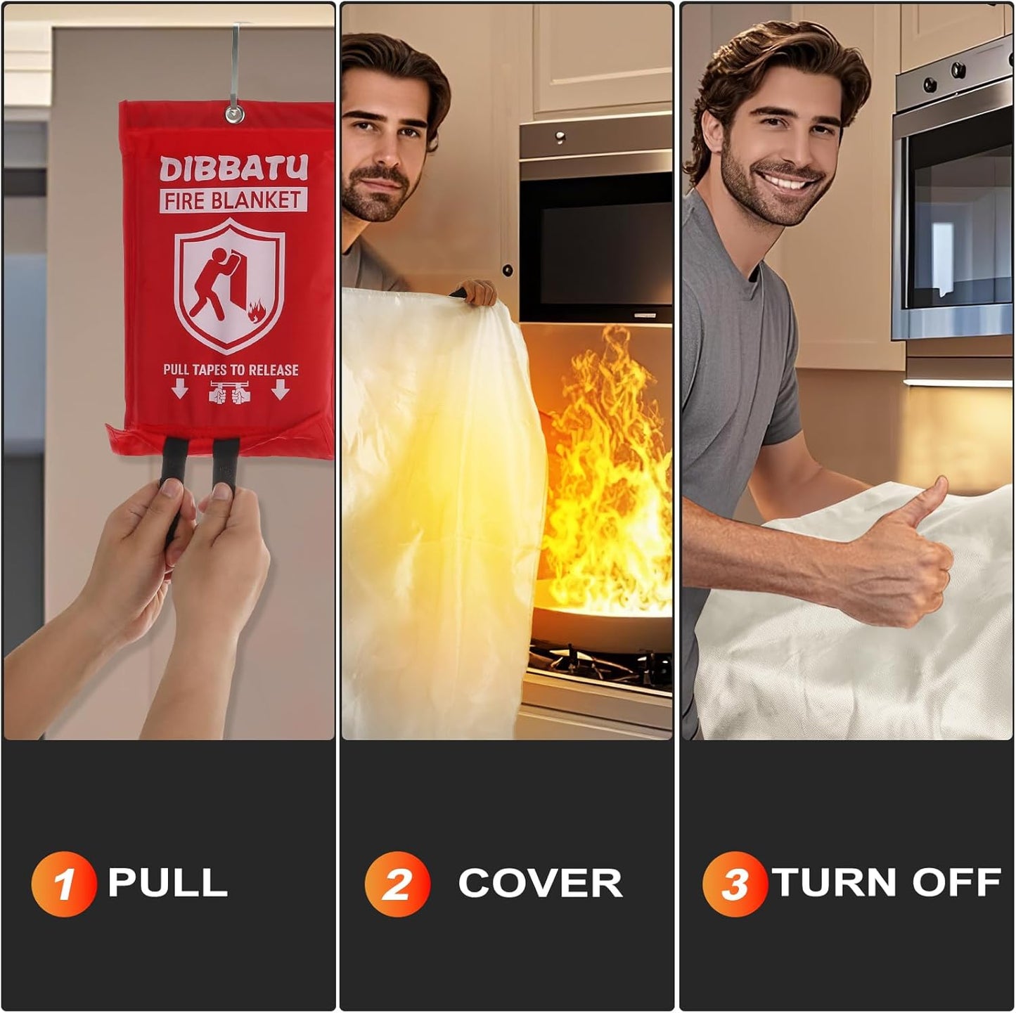Emergency Fire Blanket – Fiberglass Fireproof Safety Cover (2-Pack, 40x40")