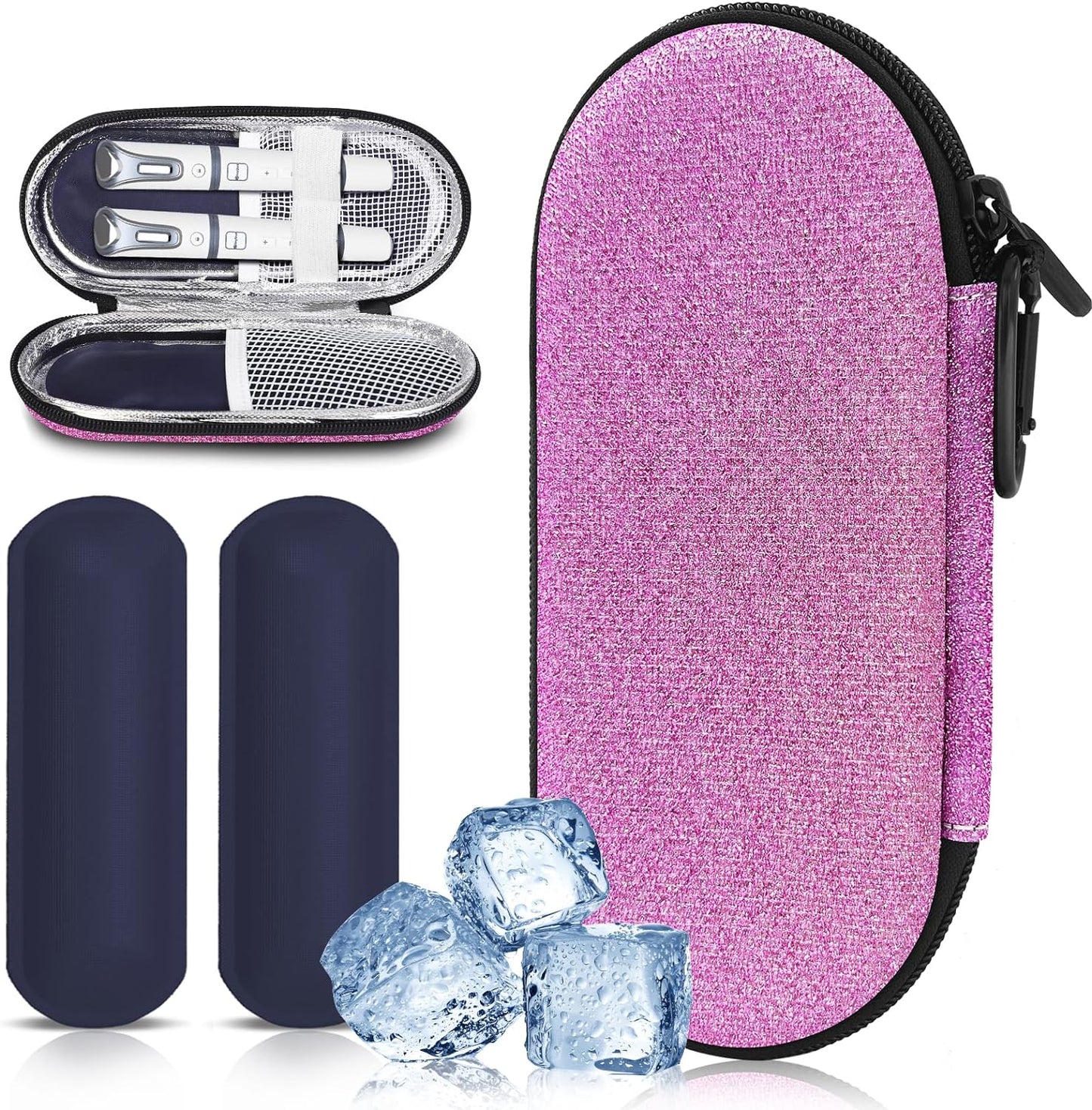 Insulin Cooler Travel Case with 2 Reusable Ice Packs for Insulin Pen Portable Medical Cooler Bag for Diabetes and Other Diabetic Supplies for the Daily Life and Trip