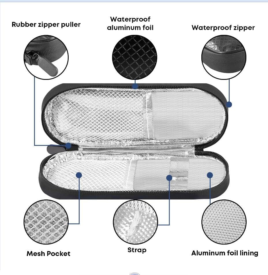 Insulin Cooler Travel Case with 2 Reusable Ice Packs for Insulin Pen Portable Medical Cooler Bag for Diabetes and Other Diabetic Supplies for the Daily Life and Trip