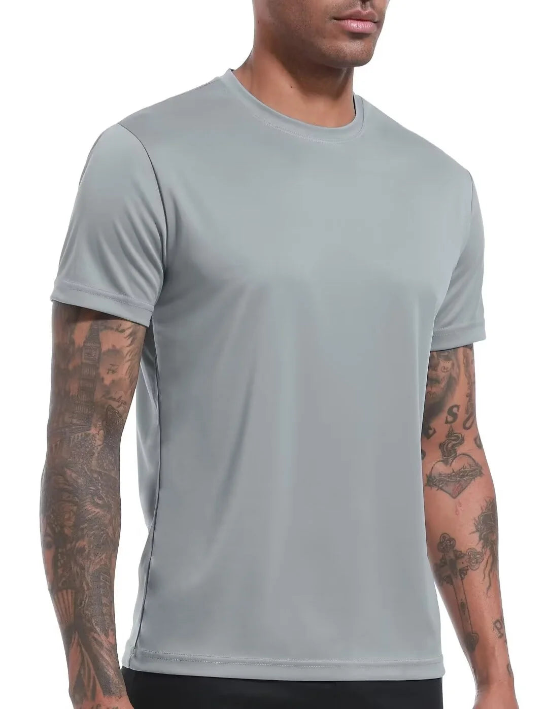 Men'S 6 Pack Workout Shirts Athletic Active Tops, Moisture Wicking & Quick Dry Performance T-Shirts,L