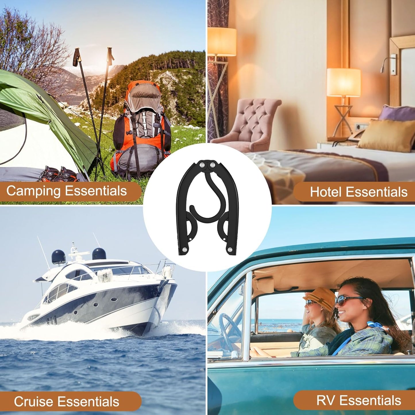 16-Pack Foldable Travel Hangers – Adjustable Portable Clothes Hangers