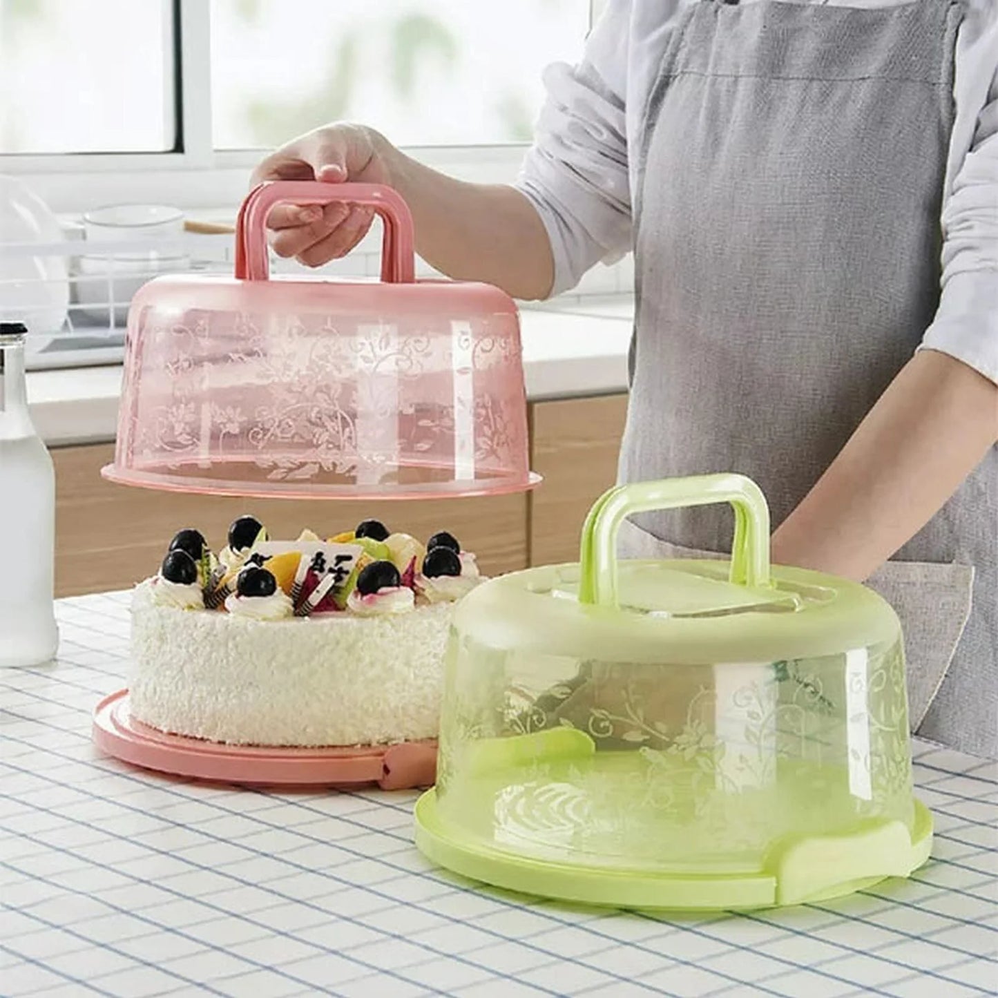 Bakeware Sets, round Cake Storage Box with Handle and Inner Tray, 1*Cake Box Clearance!