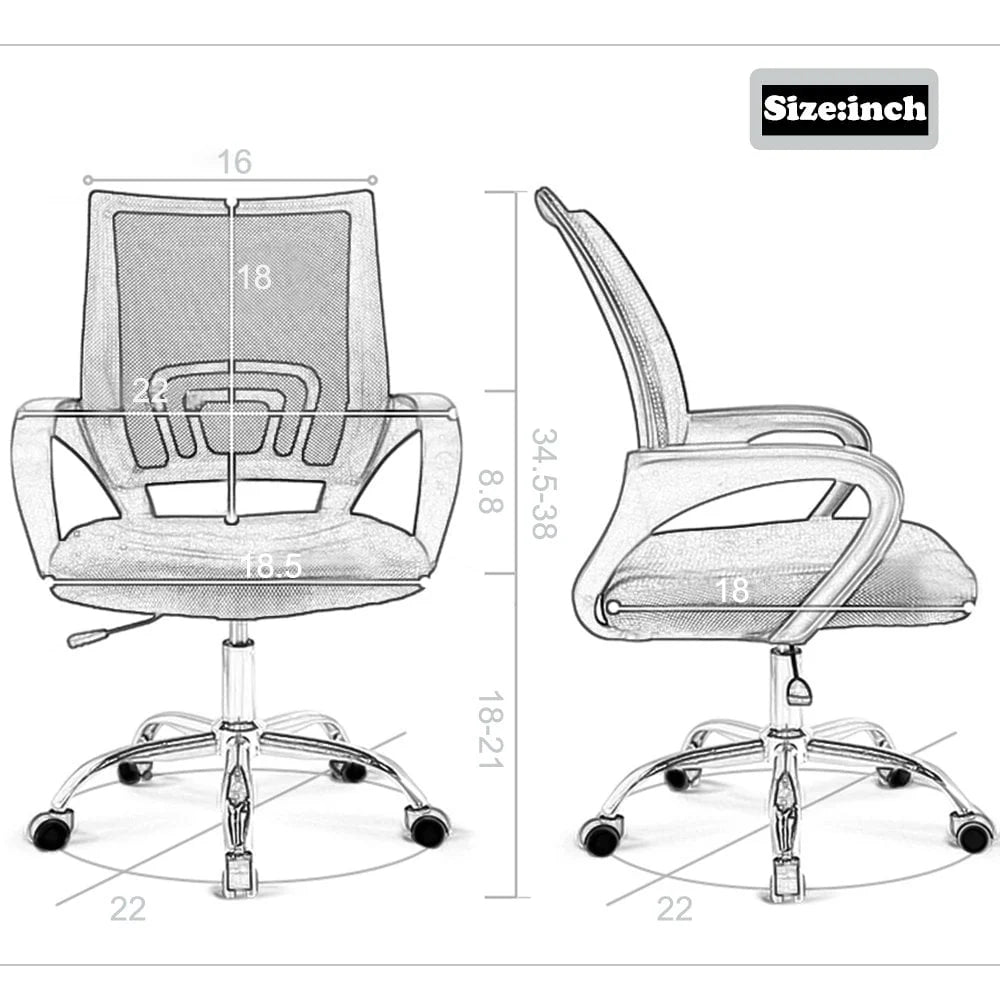 Ergonomic Office Chair, Lumbar Support, Adjustable Height with Armrests for Adults(Black)