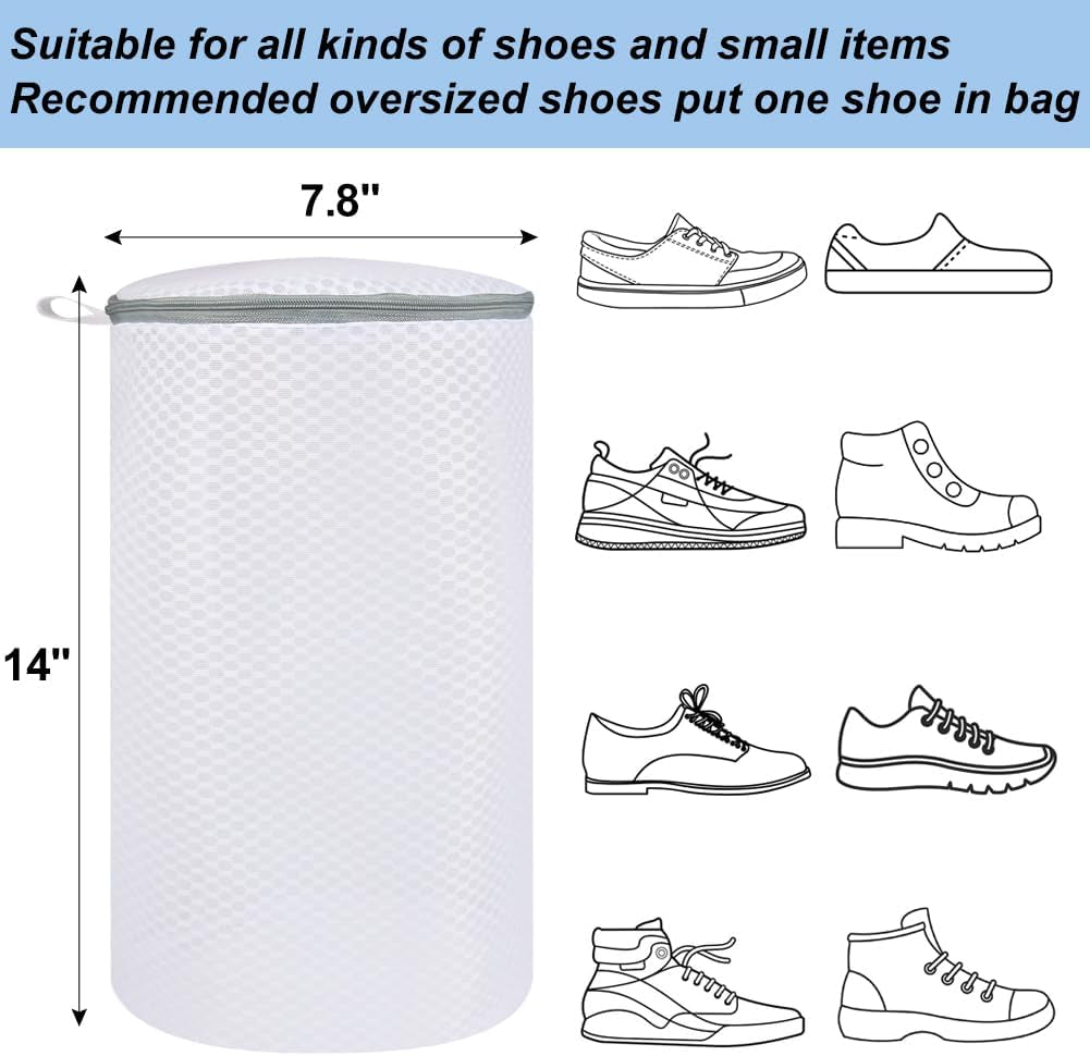 Shoe Washing Machine Bag, 2 Pack Honeycomb Mesh Laundry Bag with Zipper for Sneakers, Running Shoes, Sock, Bras, Delicates and Toys