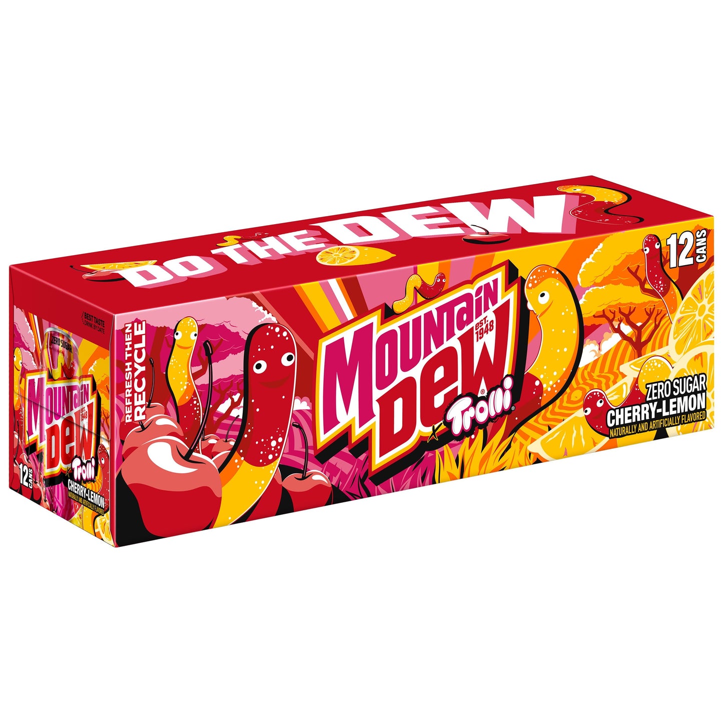 Zero Sugar Cherry Lemon Flavored Trolli, 12.0 Fl Oz, 12 Cans