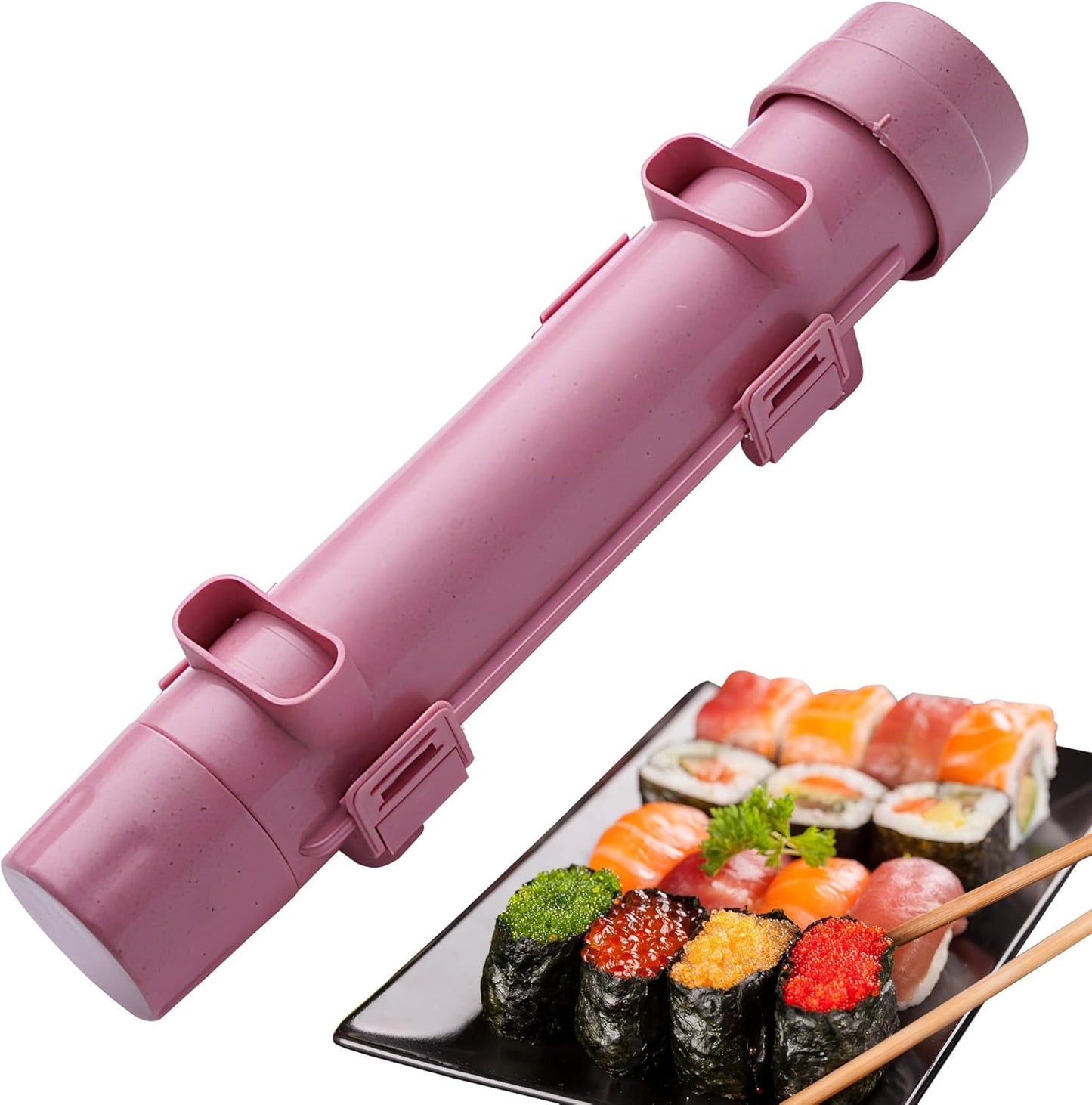 Sushi Maker,Food Grade Sushi Bazooka,Sushi Molds,Perfect for Crafting Sushi Roller with Rice,Vegetables,And Meat.Ideal DIY Sushi Tool Set for Beginners and Enthusiasts (Beige)