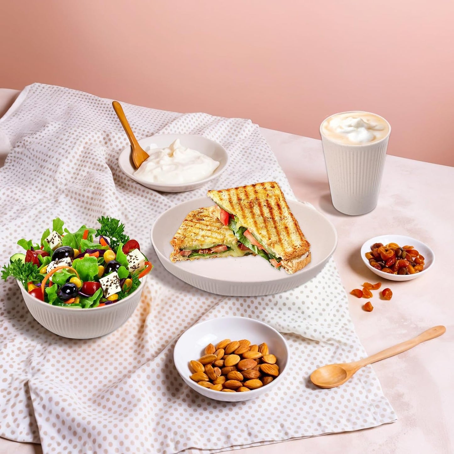Eco-Friendly Wheat Straw Tableware Set (18-Piece)