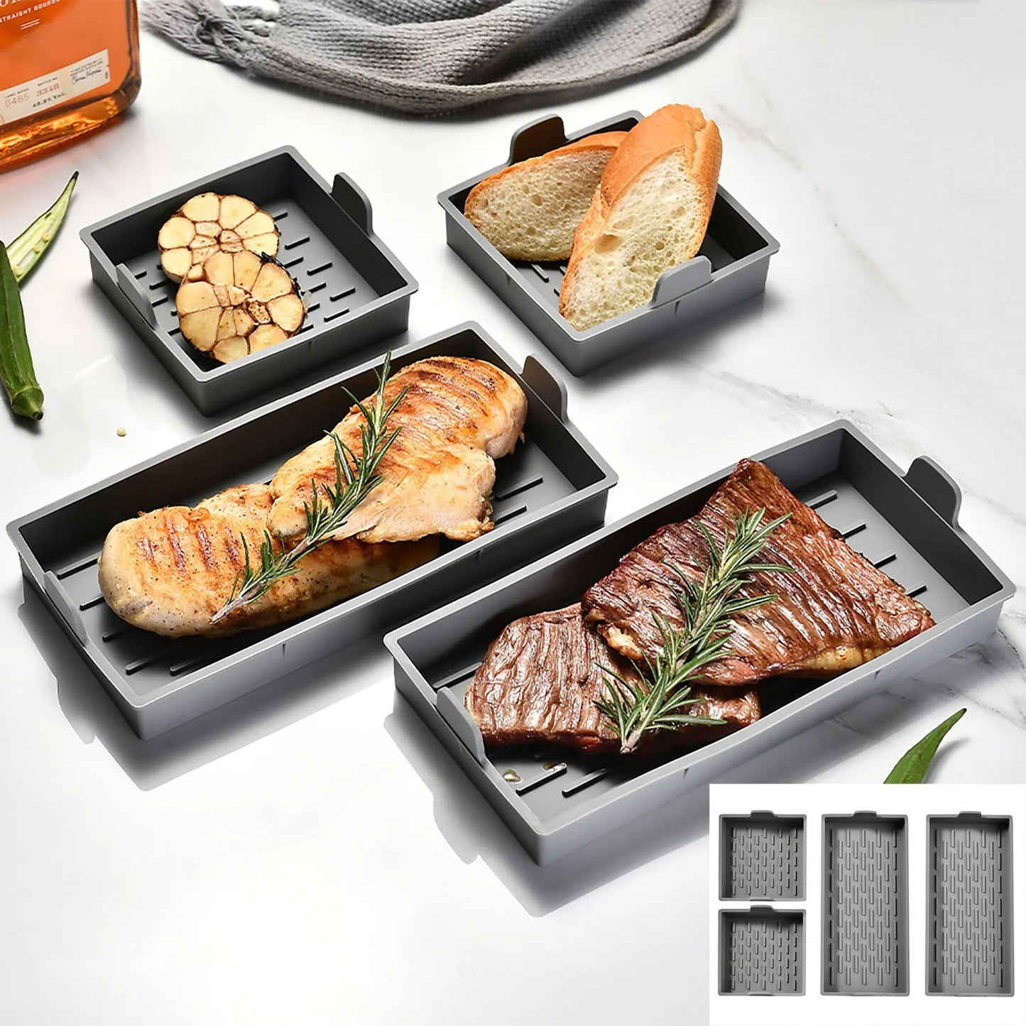 Nonstick Bakeware Set of 4 Cake Silicone Sheet Pan, Premium Baking Pan Dividers Non Stick Silicone Sheet Pan Set Suitable for Oven, Air Fryer to Simplify Cooking, Safe to Use and Easy to Clean