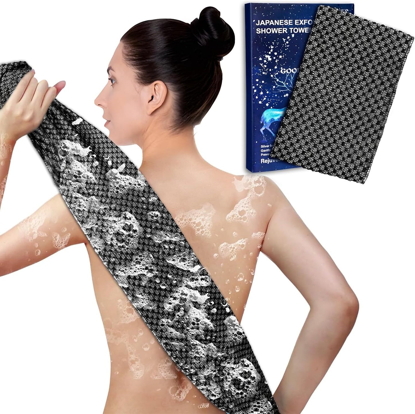 Exfoliating Body Scrubber – Dual-Sided Silver Ion & Carbon Fiber Washcloth