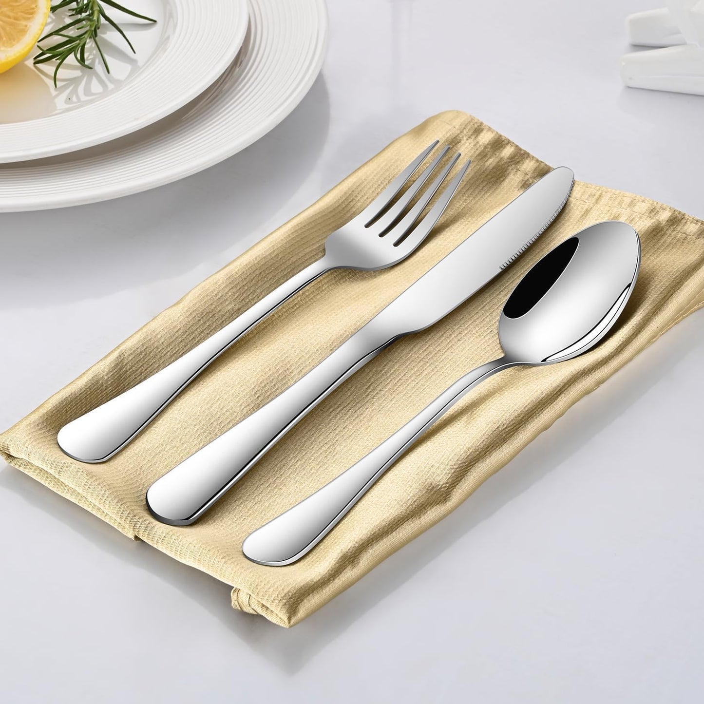 Salad Forks and Teaspoon,6.7 Inches Stainless Steel Dessert Spoons and Forks,Set of 16 Dishwasher Safe Silverware Fork and Spoon for Home,Restaurant