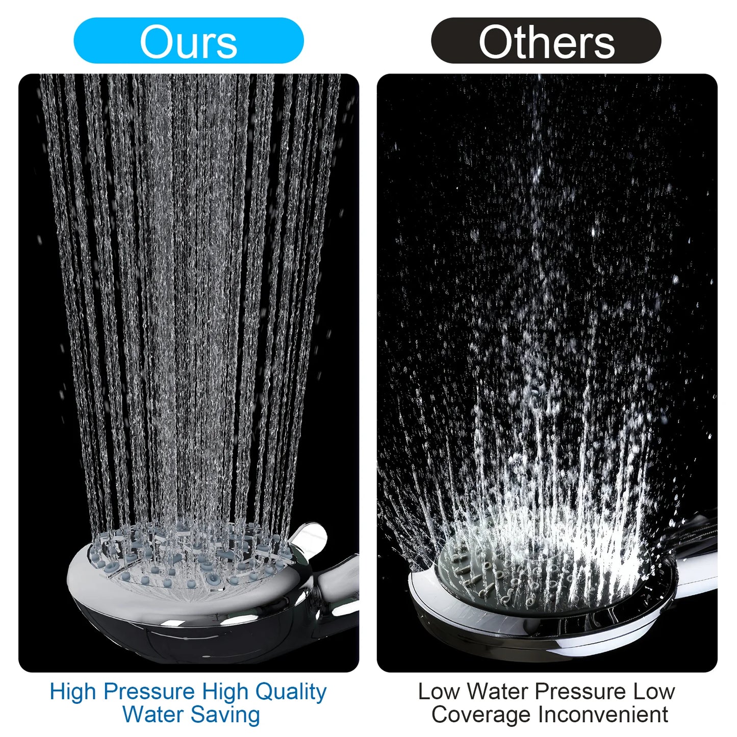 9 Setting Handheld Shower Head,High Pressure Shower Head with Filter, Hard Water Softener with 70" Hose Extension Spray Nozzle Shower,Silver