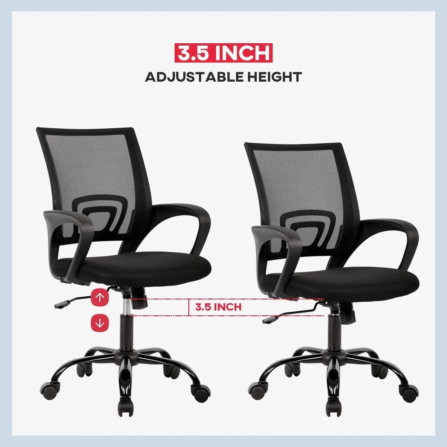 Ergonomic Office Chair, Lumbar Support, Adjustable Height with Armrests for Adults(Black)