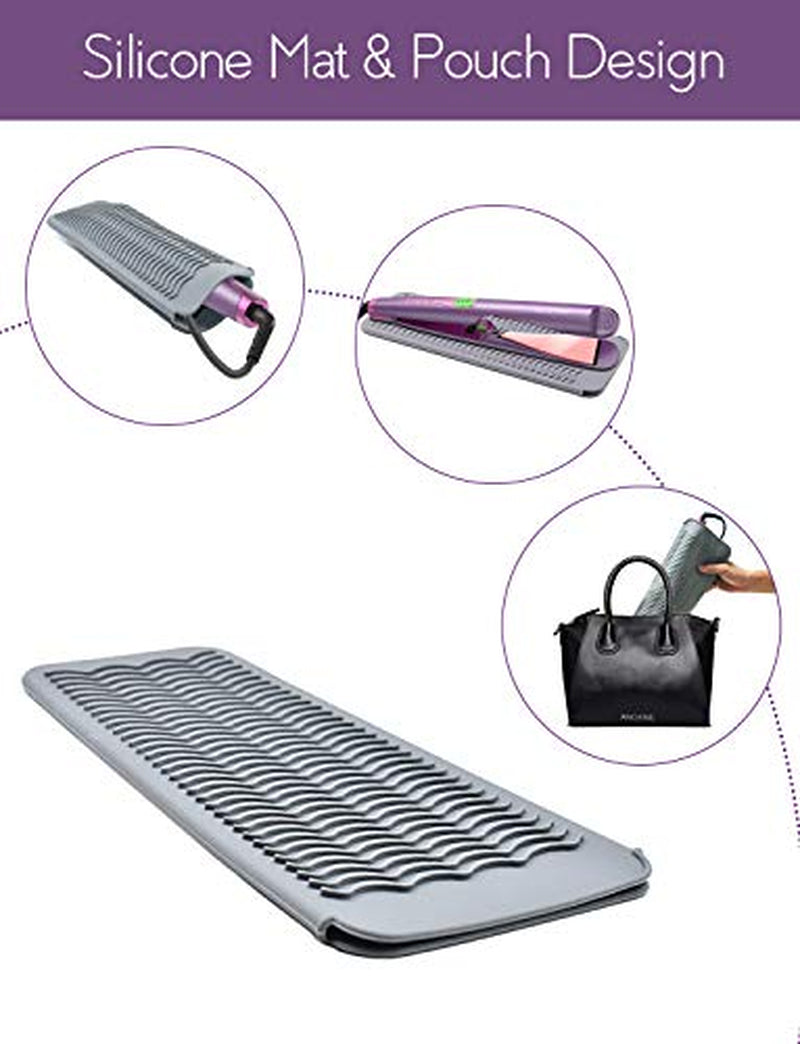 2-in-1 Silicone Heat Resistant Mat & Pouch for Hair Styling Tools