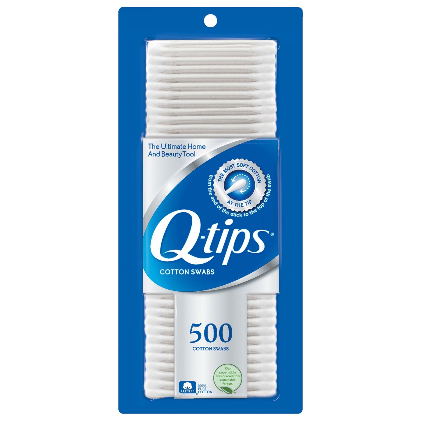 Cotton Swabs, Original, for Home, First Aid and Beauty, 100% Cotton, 500 Count