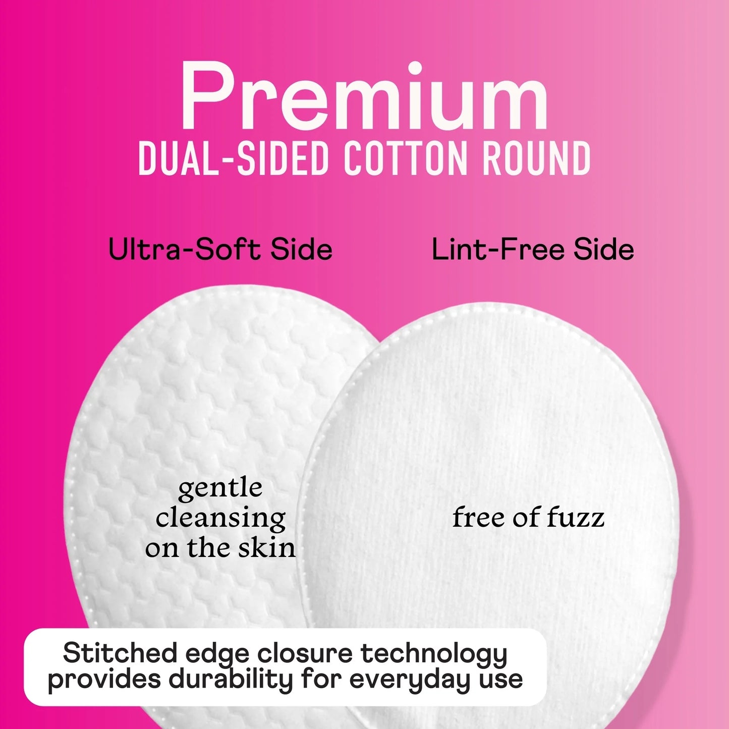 Premium Cotton Ovals, 100% Chlorine Free Cotton, Dermatologist Tested, Soft, Strong, Sensitive Skin Safe, Absorbent, Hypoallergenic, Cruelty-Free, Vegan, Paraben Free, 50 Pads
