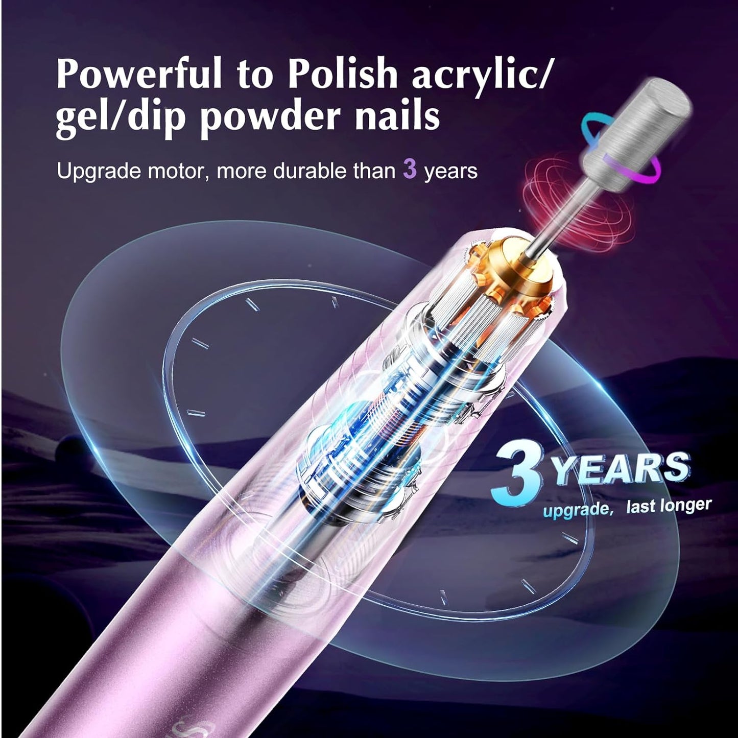 Electric Nail Drill File Professional: for Acrylic Gel Dip Powder Nails Portable Nail Machine Kit Manicure Pedicure Tools Polishing Set with Nail Drill Bits Sanding Bands