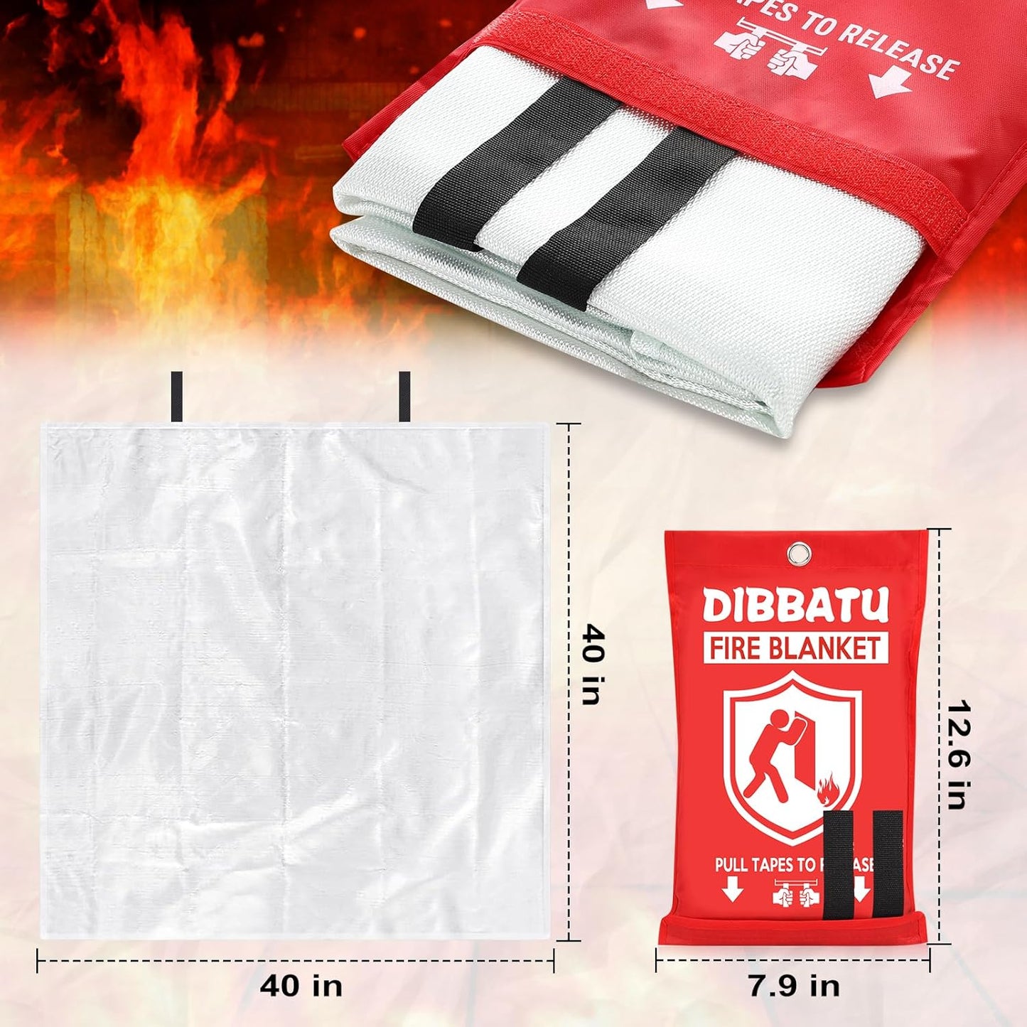 Emergency Fire Blanket – Fiberglass Fireproof Safety Cover (2-Pack, 40x40")