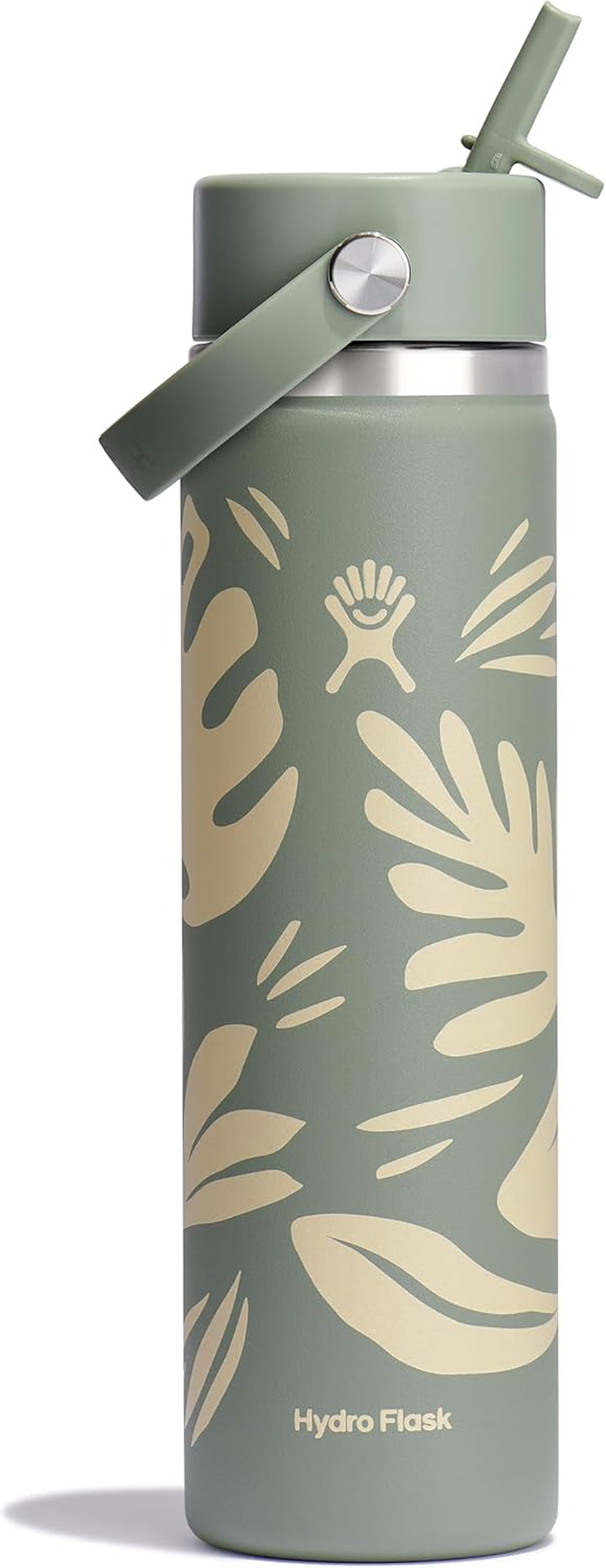 24 Oz Wide Flex Straw Cap Bottle - Insulated Stainless Steel - Wide Straw Lid, Non Spill, Leakproof in Tonal Birch