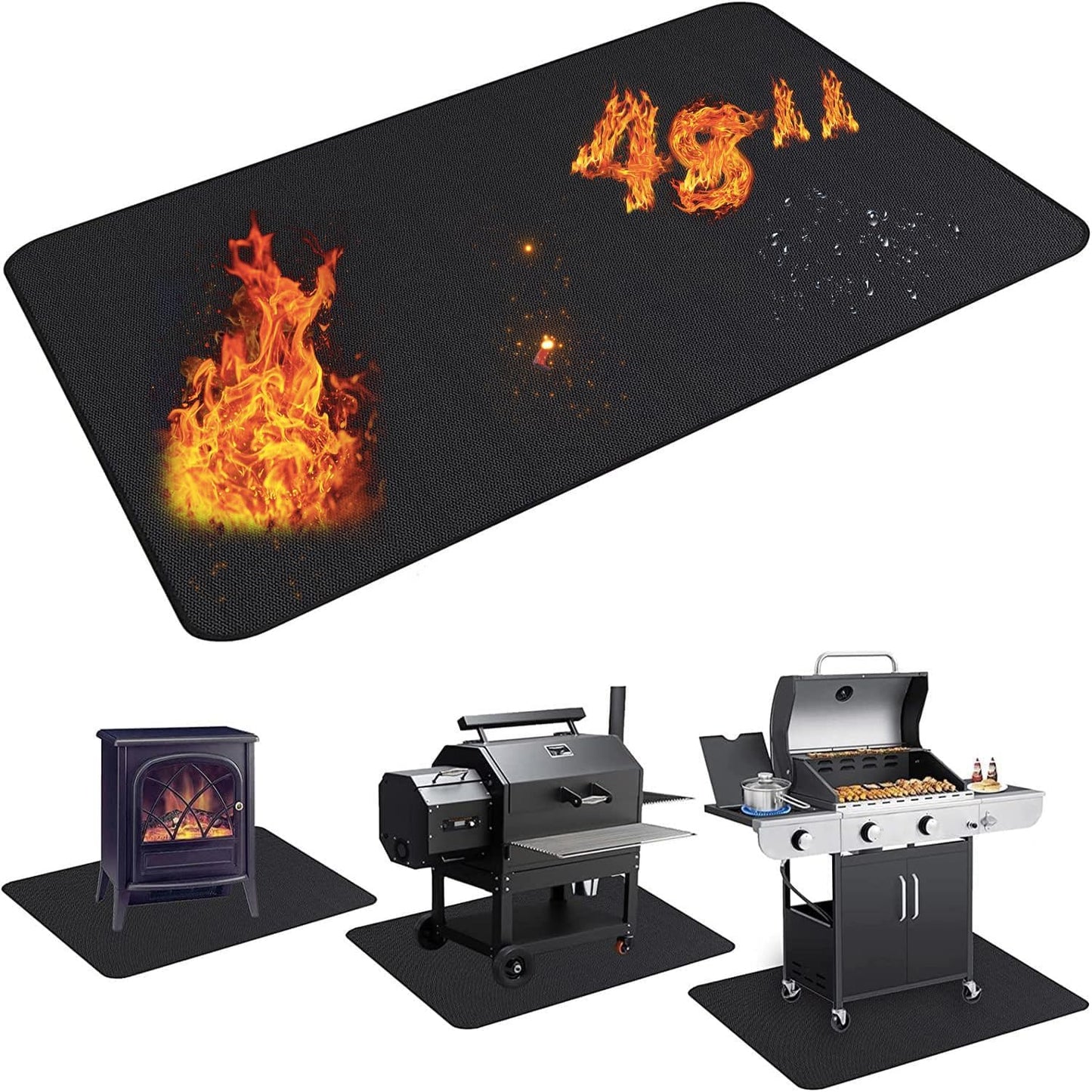 Large 65 X 48 Inches under Grill Mat for Outdoor Grill,Double-Sided Fireproof Grill Pad,Indoor Fireplace/Fire Pit Mat,Oil-Proof Waterproof BBQ Protector for Decks and Patios