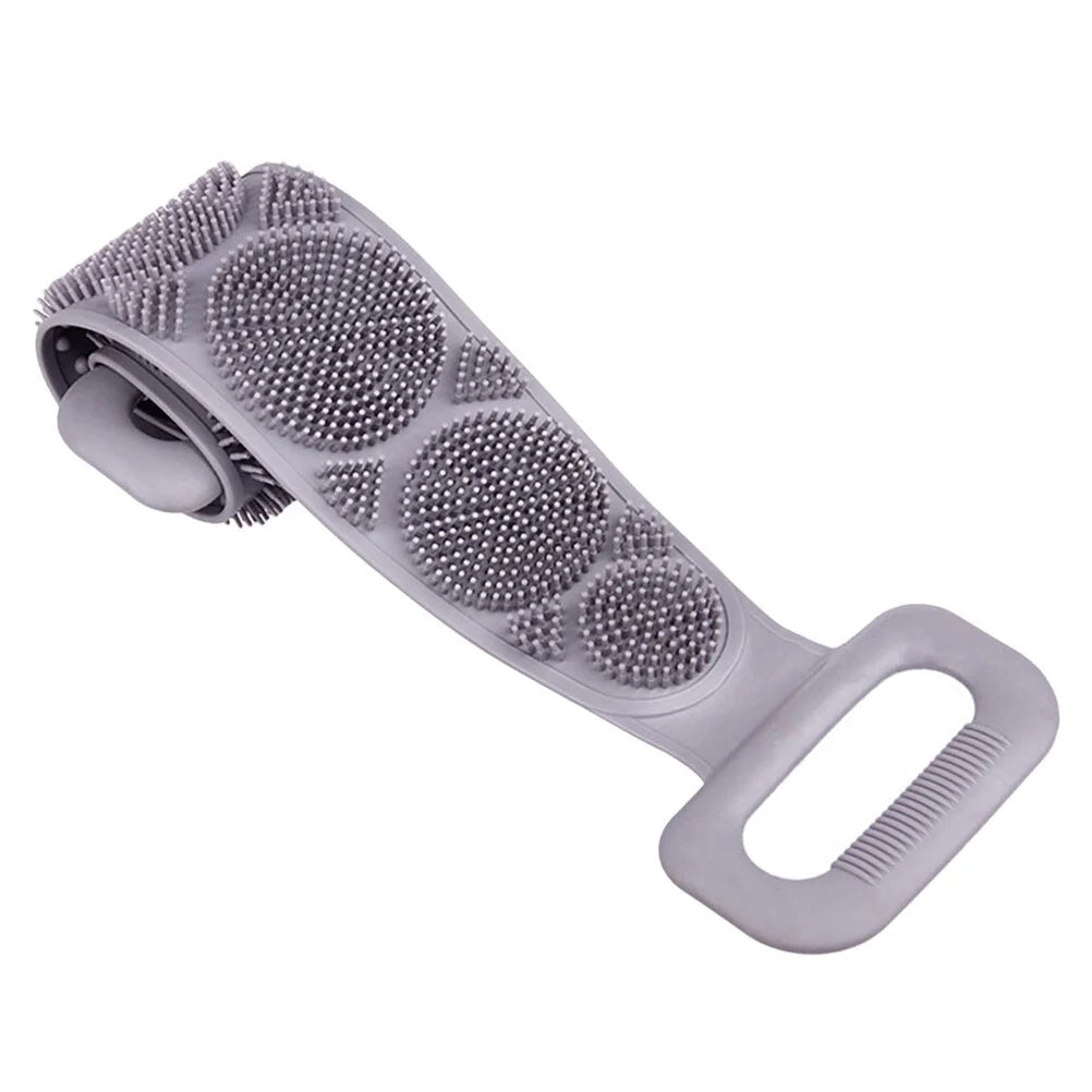 Silicone Bath Towel with Long Strap for Full Body Cleaning Grey 1PC