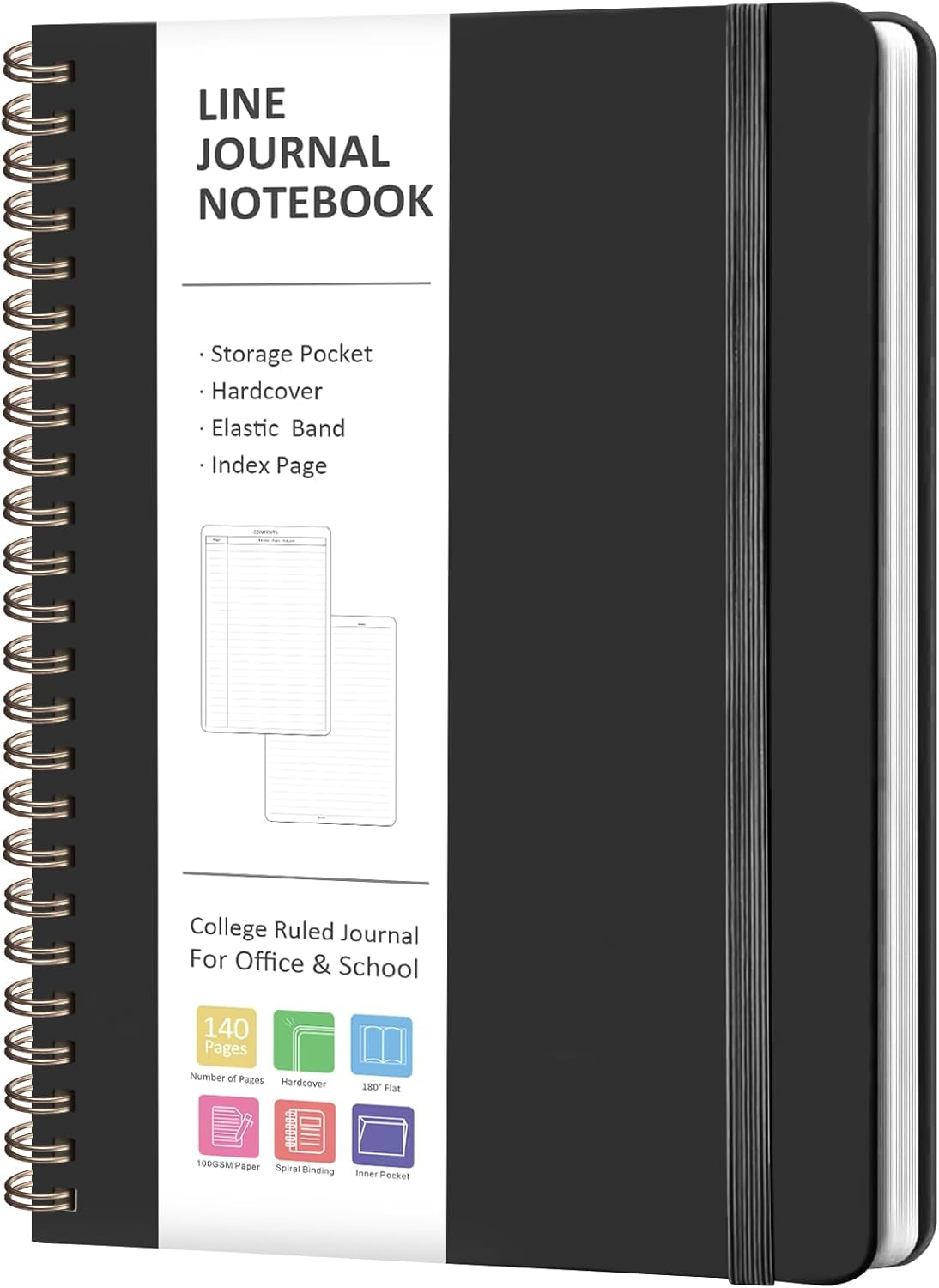 Journaling Notebooks, Lined Spiral Journal Notebook for Women & Men, 146 Pages College Ruled Hardcover Note Book for Work, Note Taking, Journaling, School, Writing, A5(5.5''X8'')