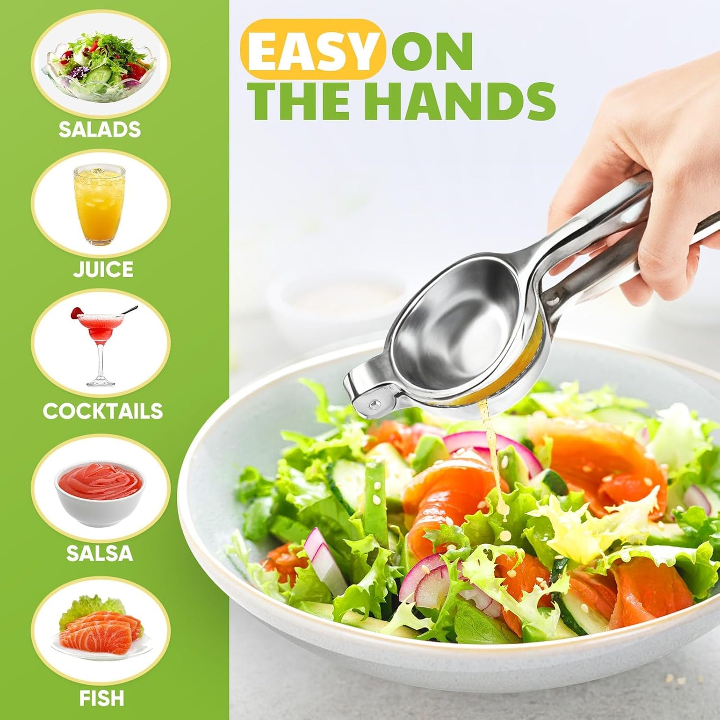Lemon Squeezer Extra Large, Lemon Squeezer Juicer Stainless Steel, Heavy Duty Manual Citrus Juicer Hand Press, Kitchen Tools Lime Squeezer Bar Tool, Easy to Clean Metal Lemon Hand Press
