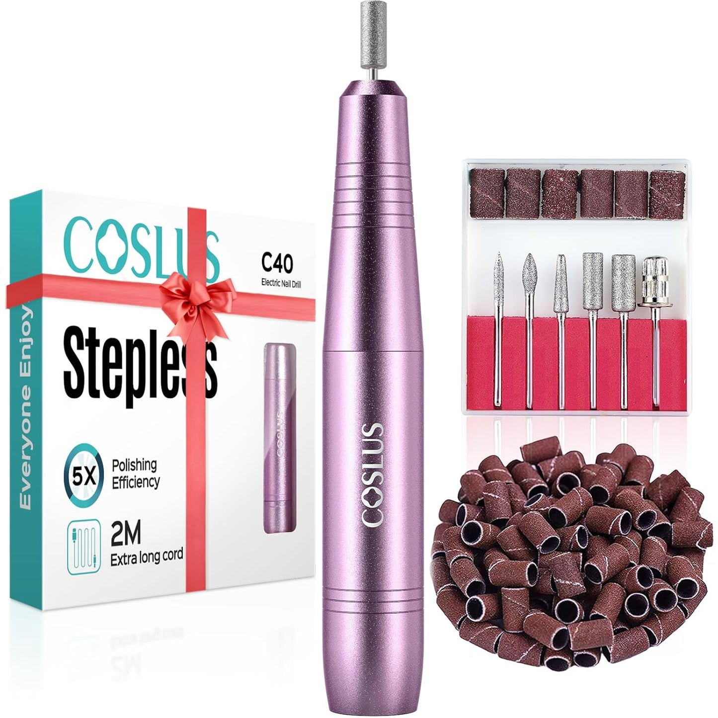 Electric Nail Drill File Professional: for Acrylic Gel Dip Powder Nails Portable Nail Machine Kit Manicure Pedicure Tools Polishing Set with Nail Drill Bits Sanding Bands