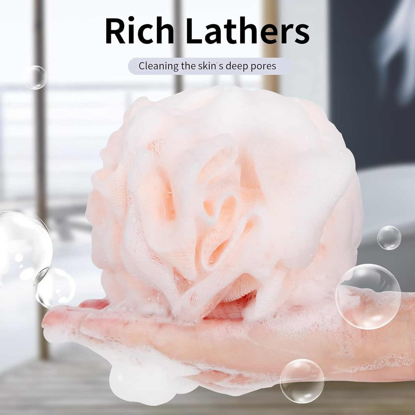 Bath Loofah Shower Sponge – Soft Mesh Body Wash Pouf, Gentle Exfoliating Shower Accessory