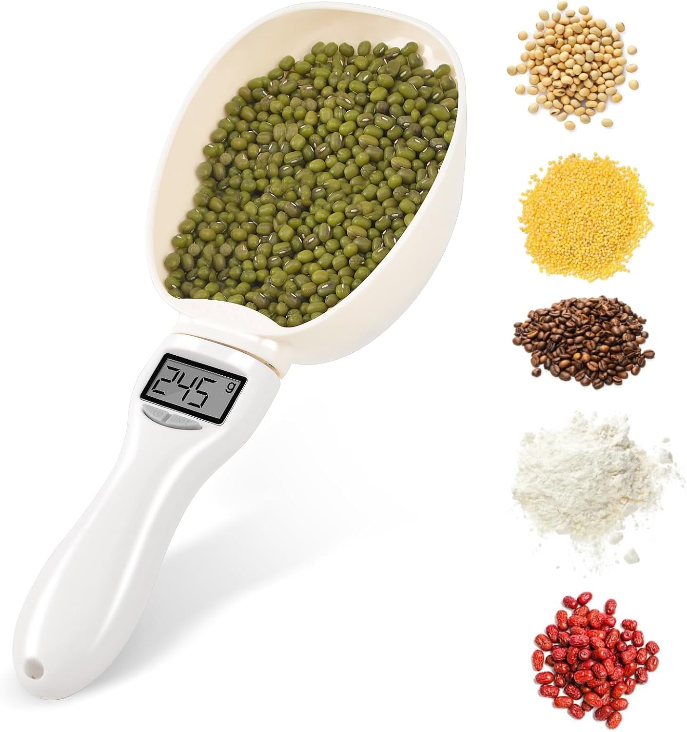 Digital Measuring Spoon, Weighing Food Measuring Scoop Scale, LCD Electronic Food Scale for Kitchen Gadgets, Baking Cooking Coffee, Pet Dog Cat Food, High Precision Grams Measuring Cup Fall Gifts